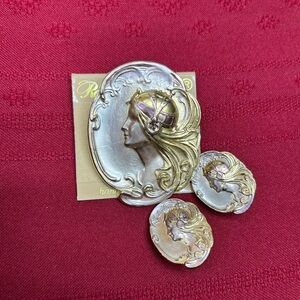 Warrior Godess Brooch And Clip Earrings